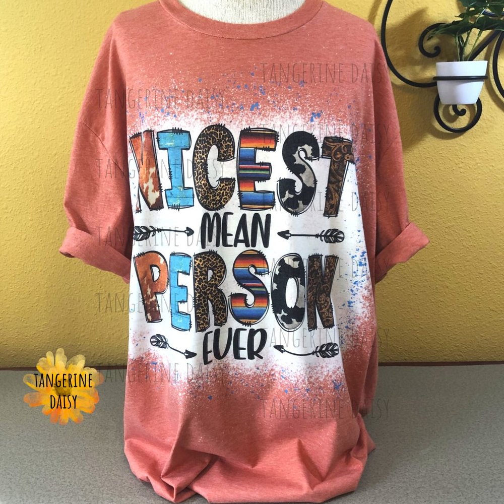 NEW ADULT UNISEX XLARGE Handmade "Nicest Mean Person Ever" Tee